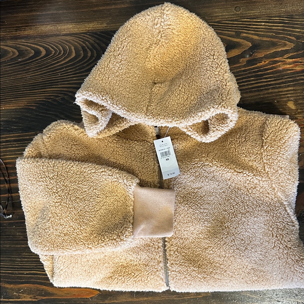 NWT Gap Cozy Tan Sherpa Hoodie - Picture 2 of 12